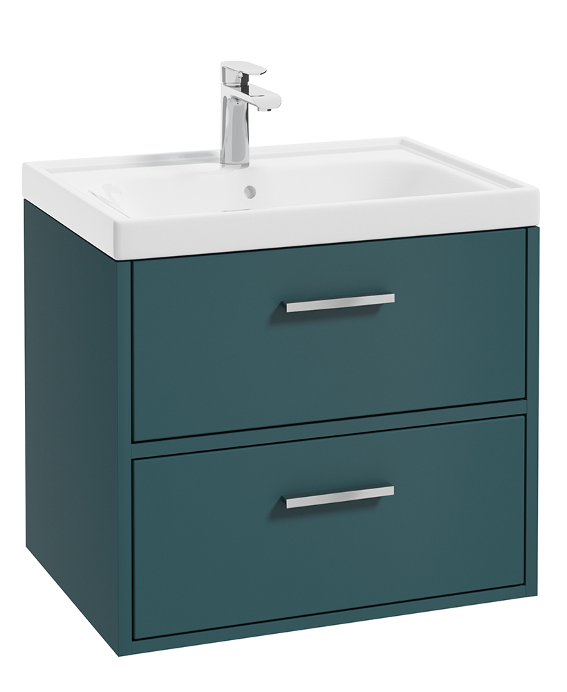 FINLAND Ocean Blue Matt 60cm Wall Hung Vanity Unit - Brushed Chrome Handle