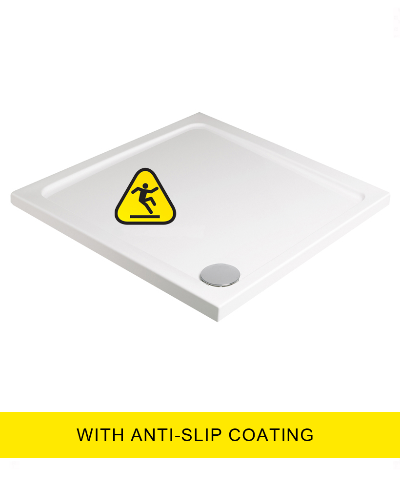 KRISTAL LOW PROFILE 1000 Square Shower Tray - Anti Slip with FREE shower waste
