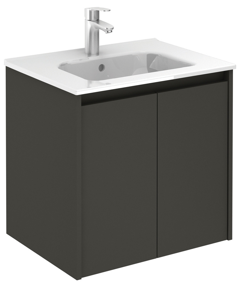 SMART Gloss Grey 60cm Vanity Unit 2 Door and Slim Basin
