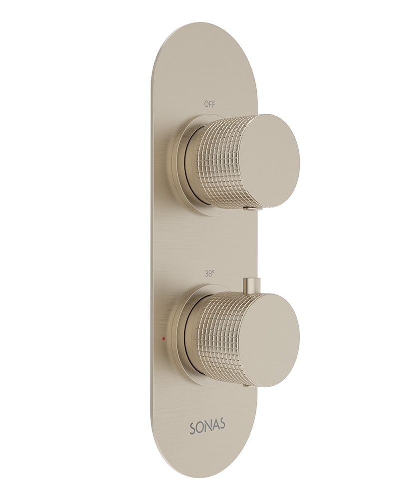 ALITA Knurled Dual Control Dual Outlet Concealed Thermostatic Shower Valve Brushed Nickel