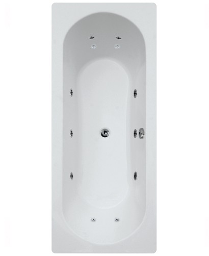 CLOVER 1800x800mm Double Ended 12 White Jet Whirlpool Bath
