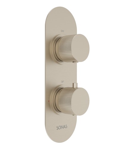 ALITA Knurled Dual Control Dual Outlet Concealed Thermostatic Shower Valve Brushed Nickel