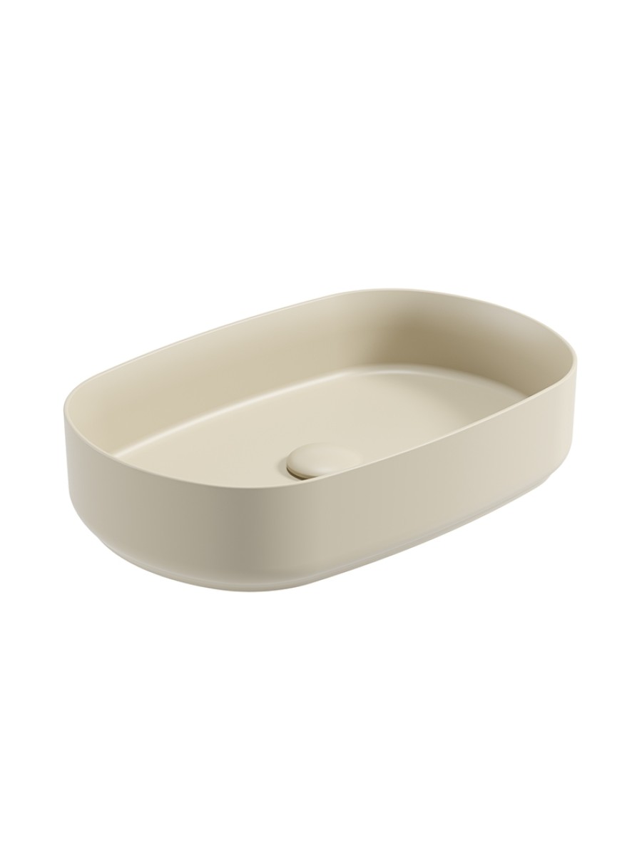 AVANTI Oval 55cm Vessel Basin with Ceramic Click Clack Waste - Ivory