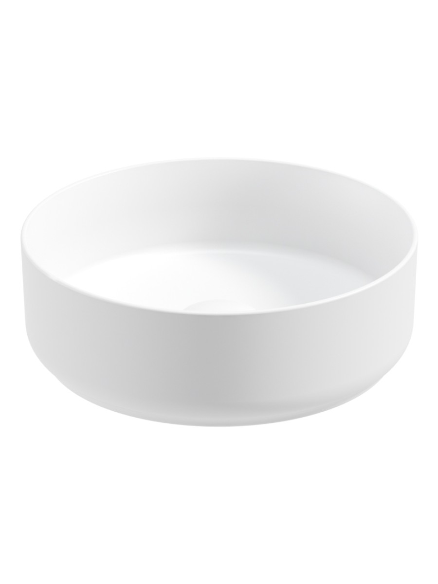 AVANTI Round 36cm Vessel Basin with Ceramic Click Clack Waste - Satin White
