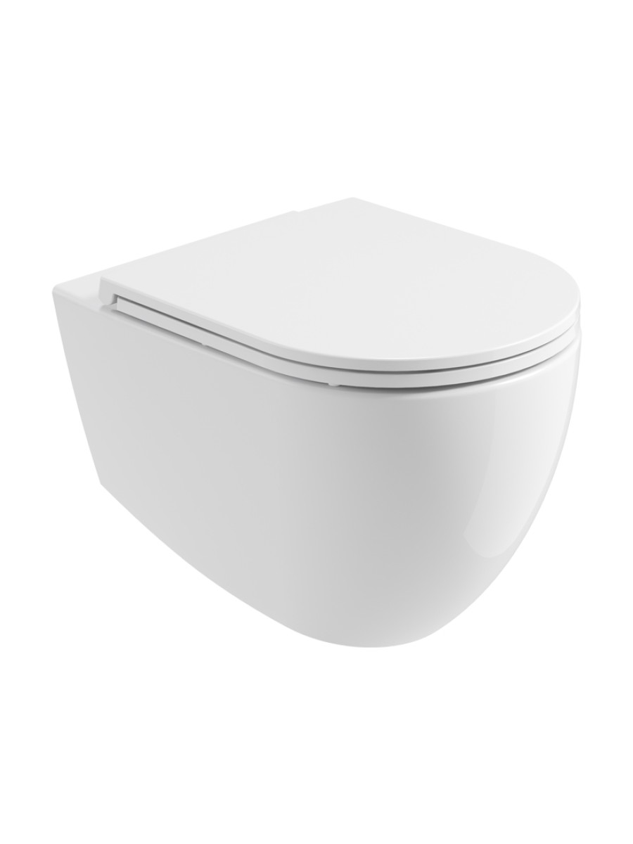 AVANTI Wall Hung Rimless WC & Seat - Ceramic White