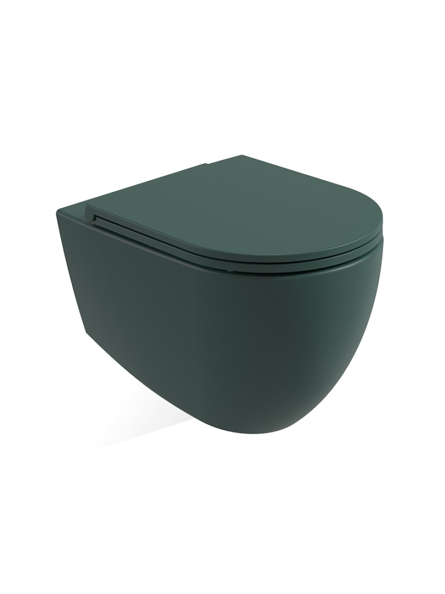 AVANTI Wall Hung Rimless WC & Seat - Forest Green