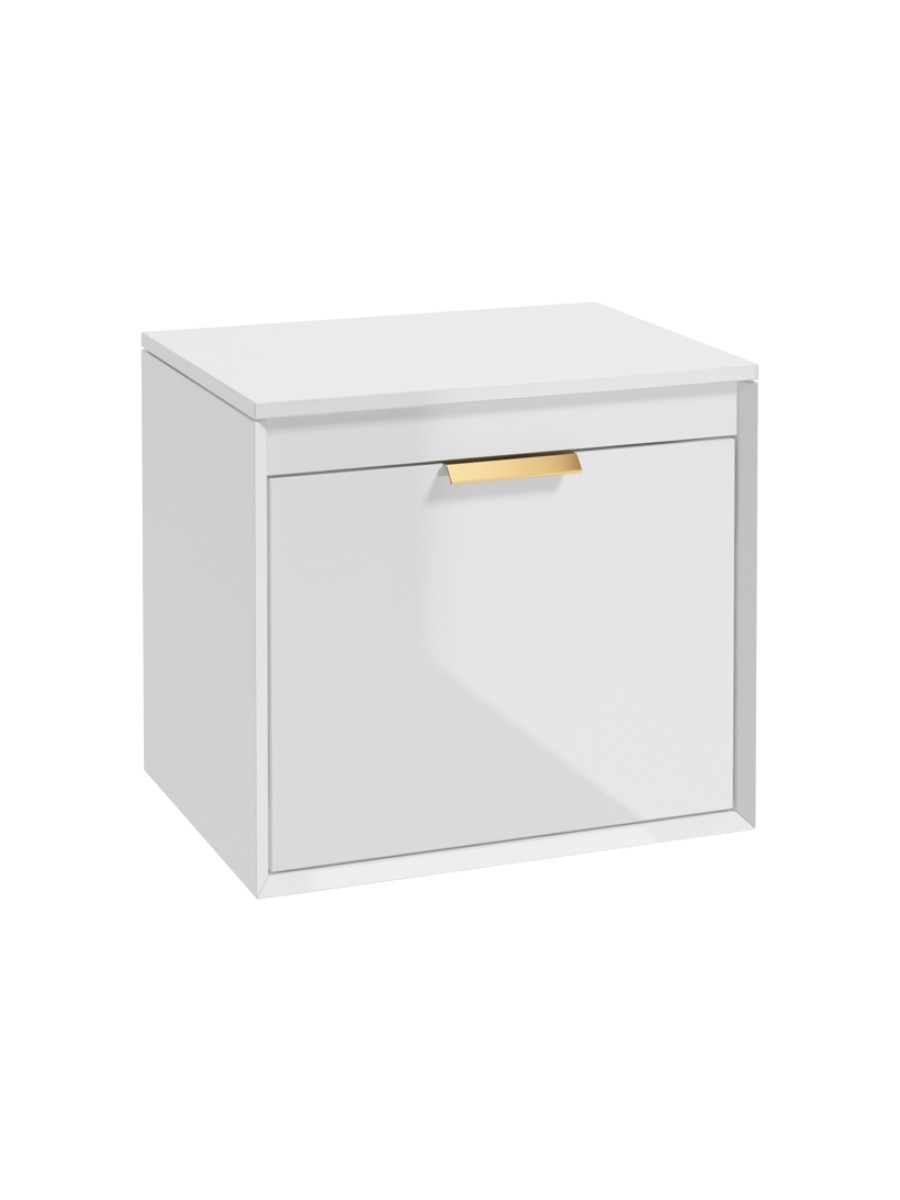 FJORD 60cm Unit with Counter Top Gold Handle Gloss White