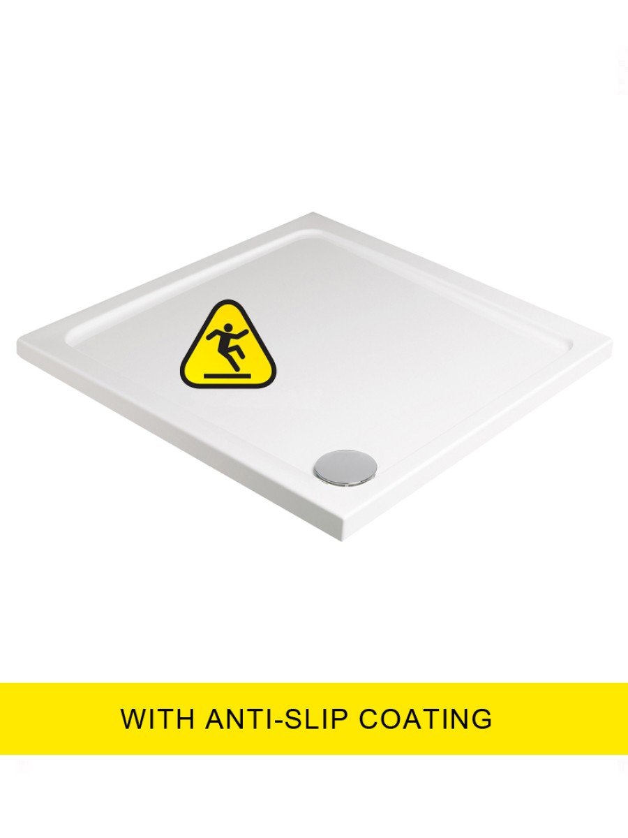 KRISTAL LOW PROFILE 1000 Square Shower Tray - Anti Slip with FREE shower waste