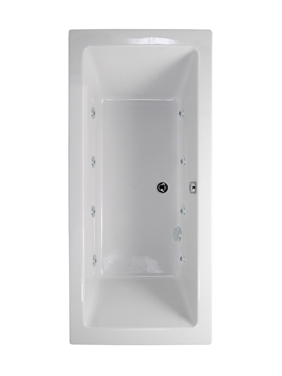 PACIFIC Double Ended 1600x700mm 8 White Jet Bath