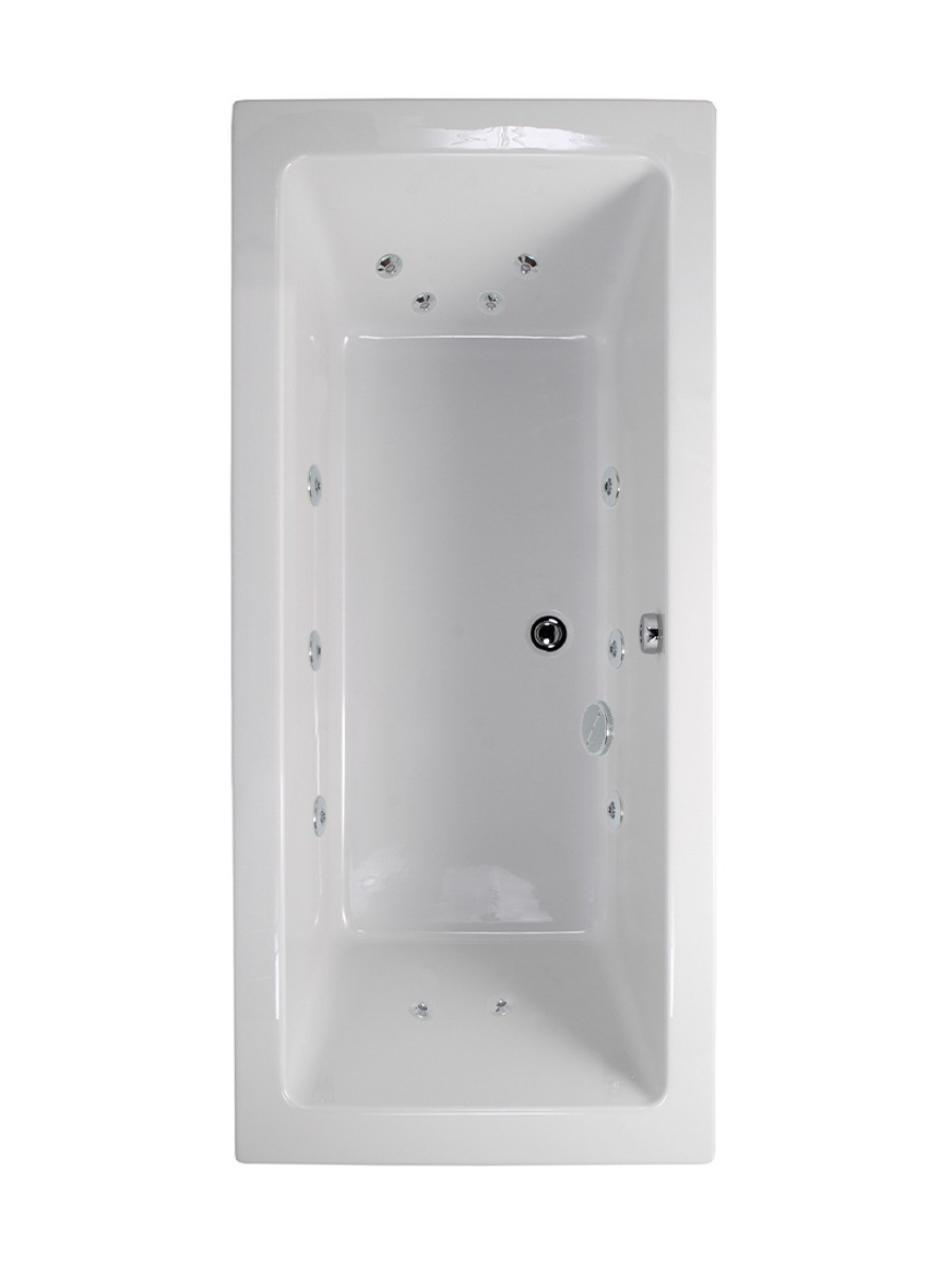 PACIFIC Double Ended 1800x800mm 12 White Jet Bath