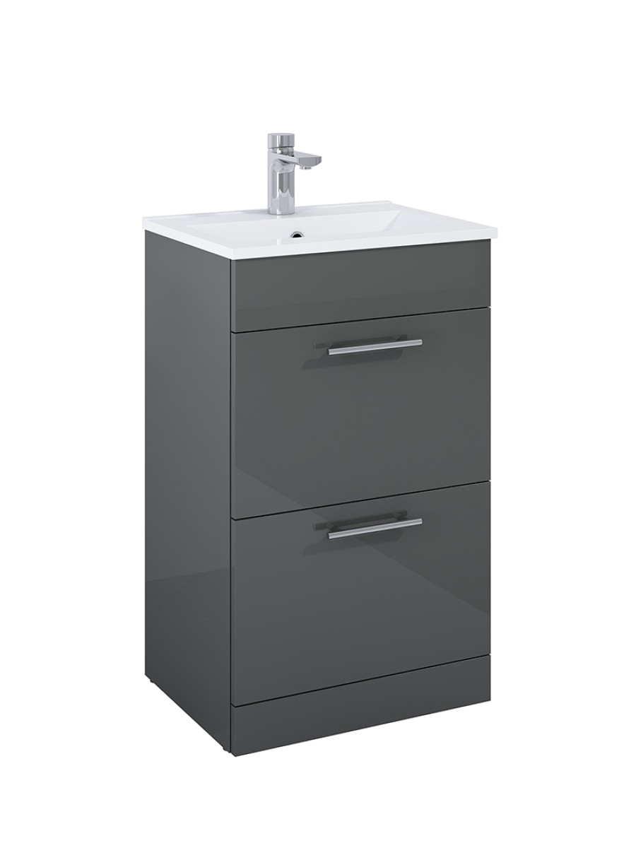 BELMONT SQUARE Two Drawer Floor Standing Unit Gloss Grey 50cm