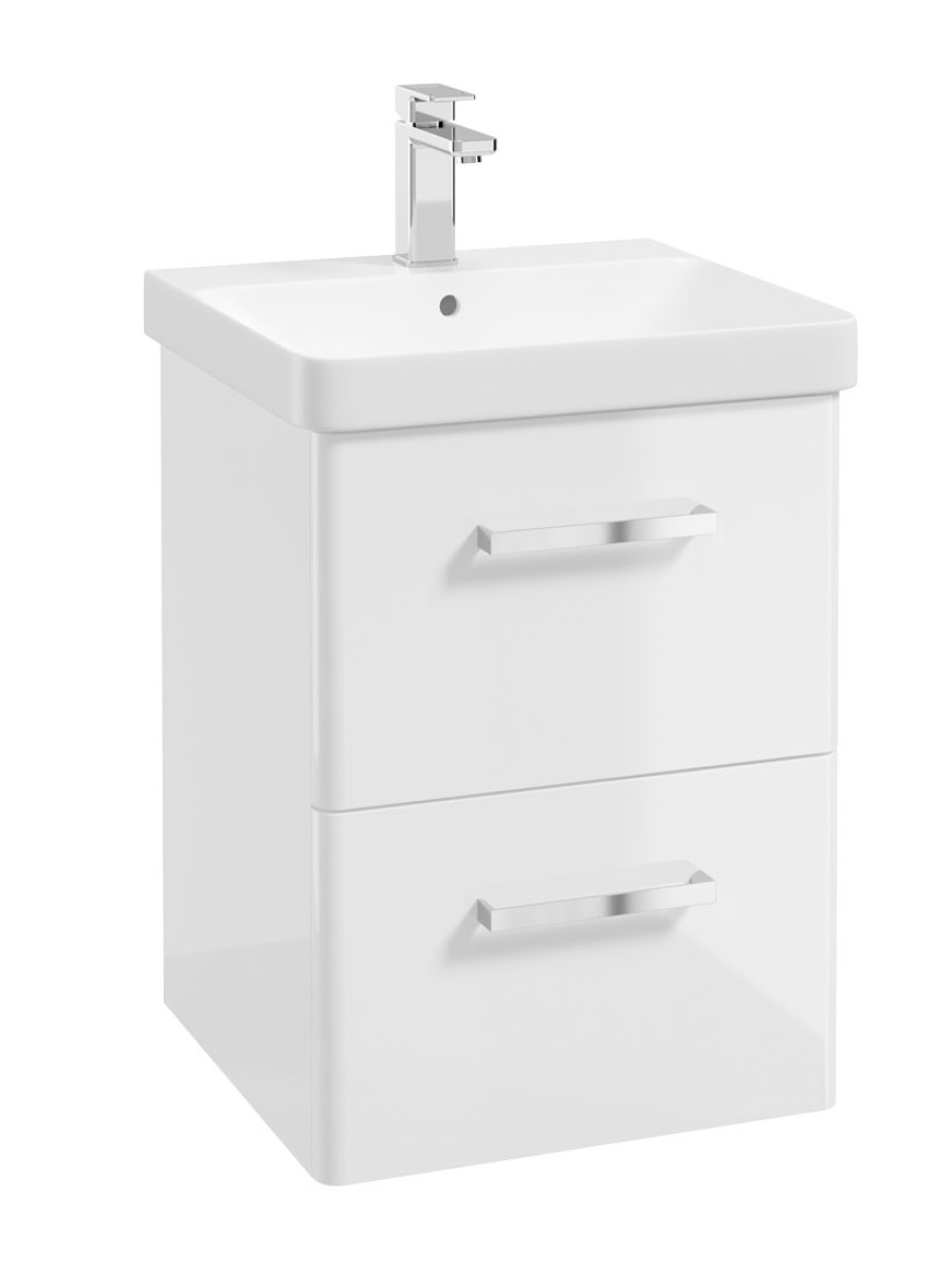 KORA  50cm WH 2 Drawer Vanity Unit Gloss White-Chrome Handle