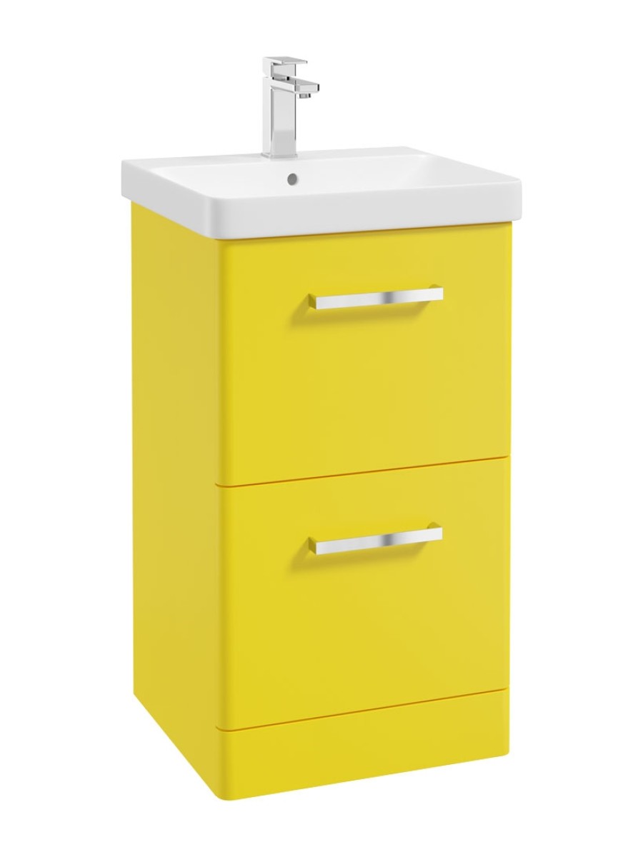 Kora 50cm Floor Standing 2 Drawer Vanity Unit Sun-Kissed Yellow Matt-Chrome Handle