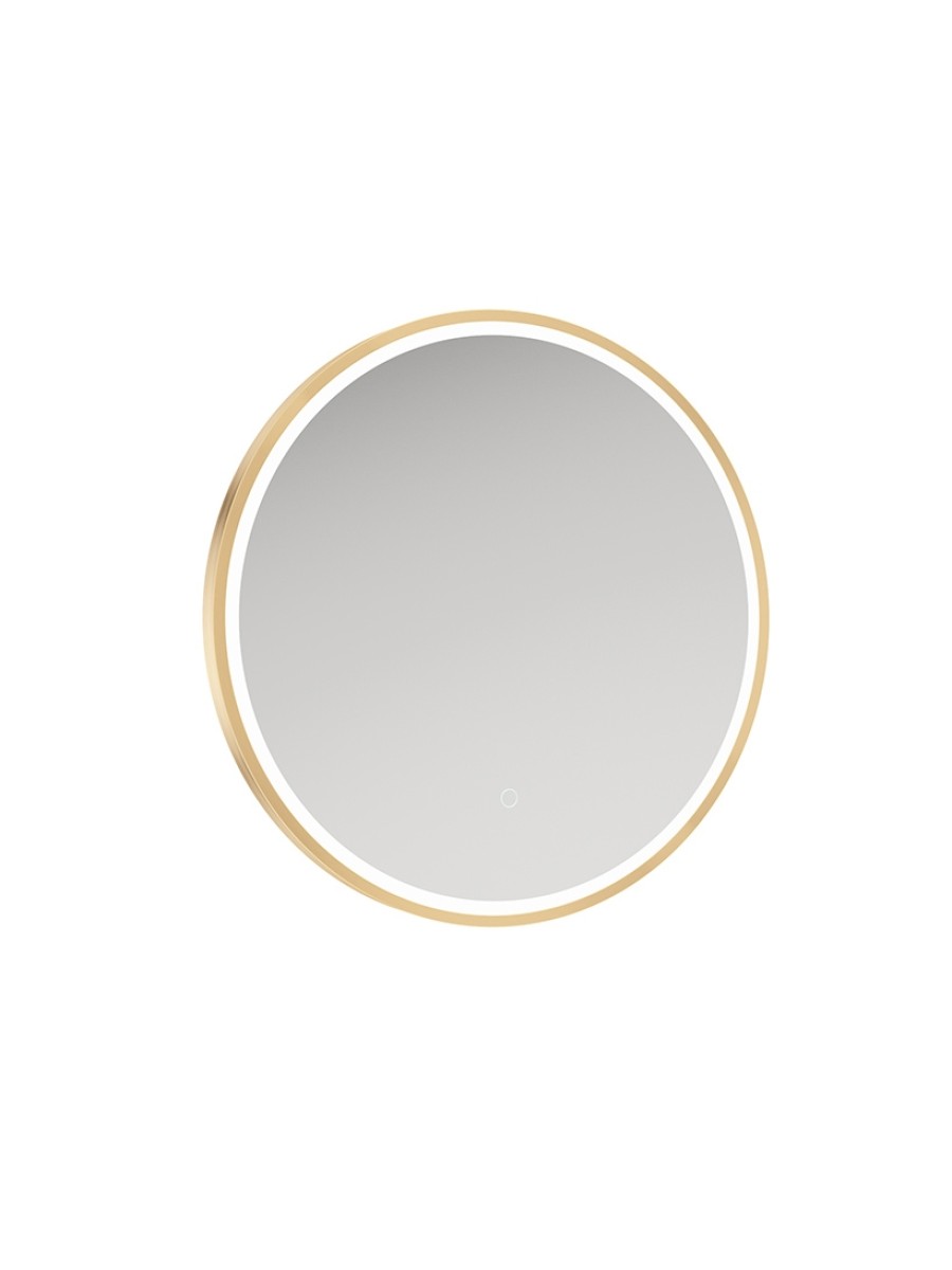 ASTRID Beam Gold Illuminated Metal Frame Round 600x600mm Mirror