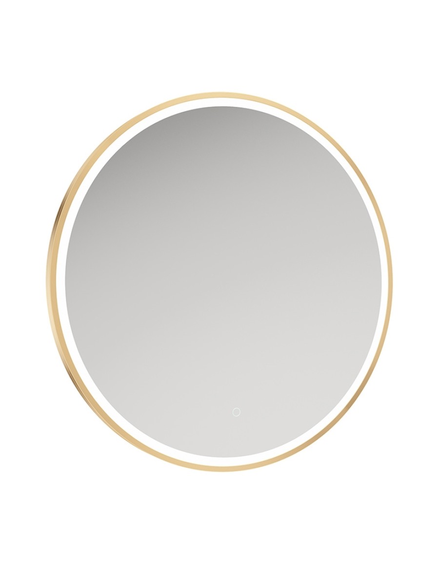 ASTRID Beam Gold Illuminated Metal Frame Round 800x800mm Mirror