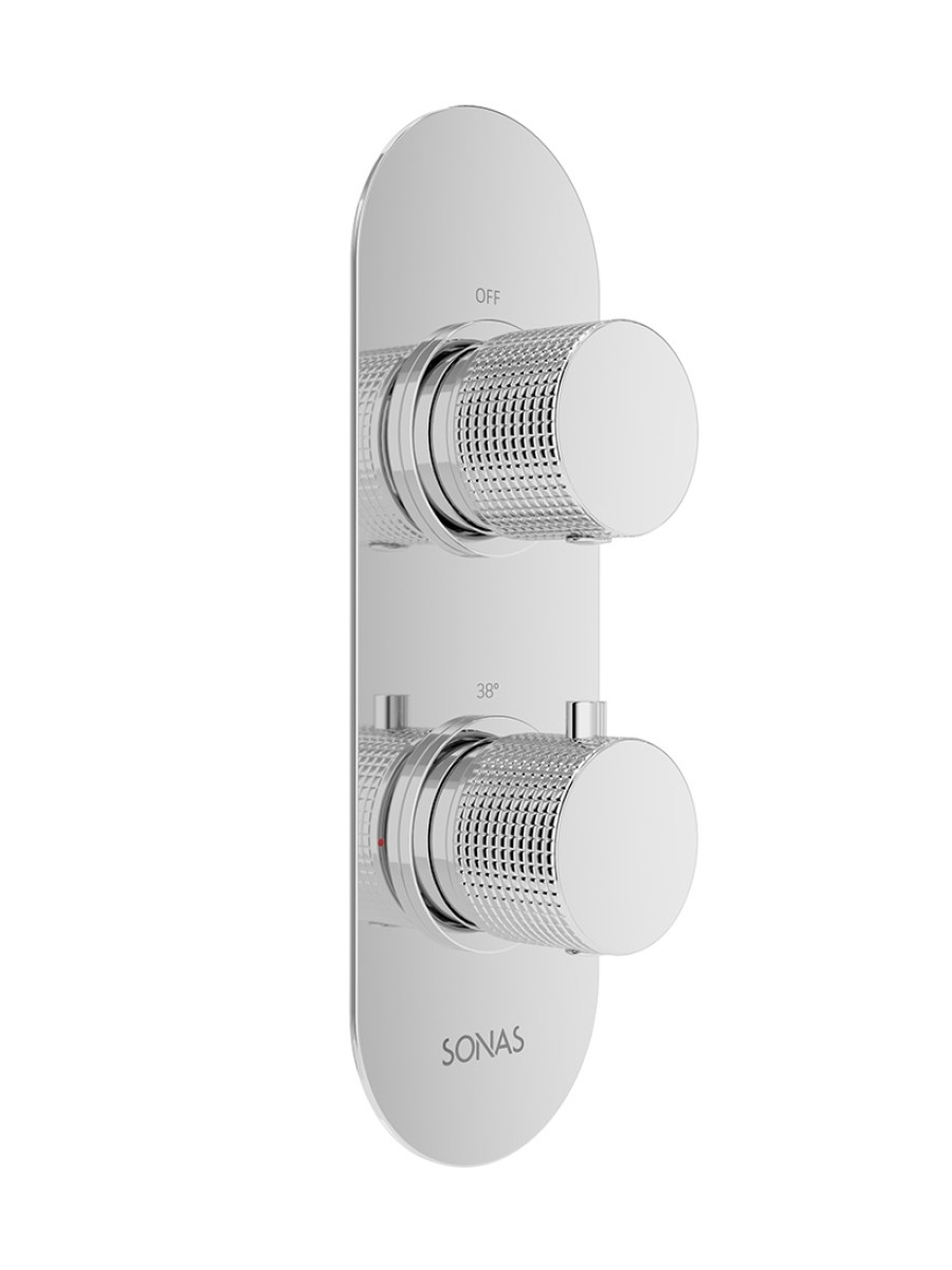 ALITA Knurled Dual Control Dual Outlet Concealed Thermostatic Shower Valve Chrome