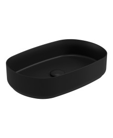Avanti Oval 55cm Vessel Basin with Ceramic Click Clack Waste - Carbon Black