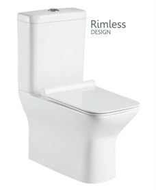 Claire Fully Shrouded Close Coupled Rimless WC with Quick Release Soft Closing SLIM Seat