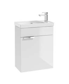Stockholm 50cm Wall Hung Cloakroom Unit Chrome Handle Gloss White