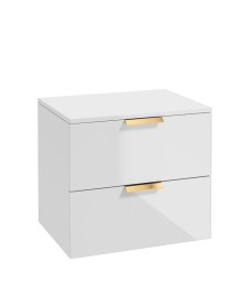 Stockholm 60cm Unit with Counter Top Gold Handle Gloss White