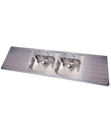 Jersey HTM64 Sit-on Sink 2400x600mm Double Bowl Double Drainer  