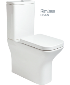 Sophia Comfort Height Fully Shrouded RIMLESS Toilet and Soft Close Seat