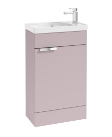 STOCKHOLM Floor Standing 50cm Cloakroom Vanity Unit Matt Cashmere Pink - Brushed Chrome Handles