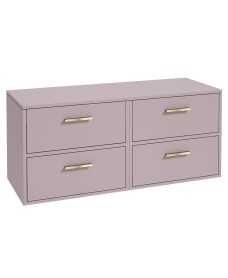 FINLAND 120cm Matt Cashmere Pink Countertop Wall Hung Vanity Unit -Brushed Gold Handle