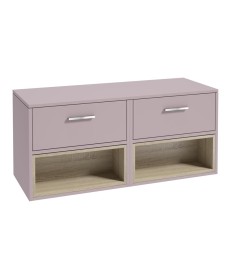 MALMO 120cm Matt Cashmere Pink Two Drawer Countertop Vanity Unit - Brushed Chrome Handle