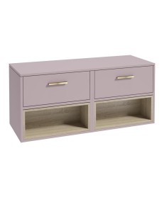 MALMO 120cm Matt Cashmere Pink Two Drawer Countertop Vanity Unit - Brushed Gold Handle