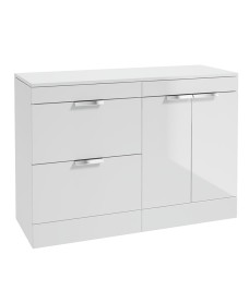 STOCKHOLM Floor Standing 120cm Two Drawer/Two Door Countertop Vanity Unit Gloss White - Brushed Chrome Handle
