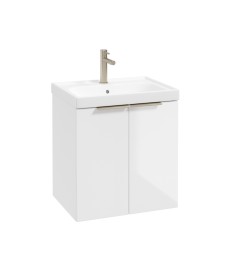 STOCKHOLM Wall Hung 50cm Two Door Vanity Unit Gloss White- Brushed Nickel Handles