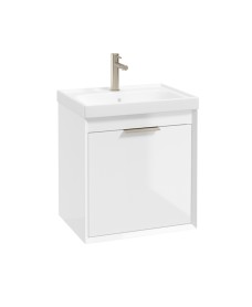 FJORD Wall Hung 50cm Two Drawer Vanity Unit Gloss White- Brushed Nickel Handle