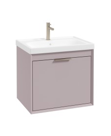 FJORD Wall Hung 60cm Two Drawer Vanity Unit Matt Cashmere Pink - Brushed Nickel Handle