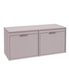 FJORD Wall Hung 120cm Four Drawer Countertop Vanity Unit Matt Cashmere Pink - Brushed Nickel Handle