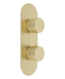 ALITA Knurled Dual Control Triple Outlet Concealed Thermostatic Shower Valve Brushed Gold