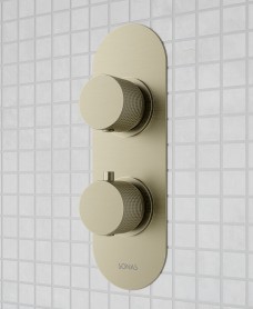 Alita Dual Control Triple Outlet Concealed Thermostatic Shower Valve Brushed Nickel