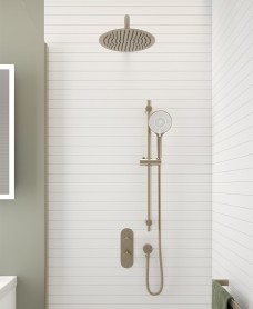 Alita Knurled Shower Set 1 Brushed Nickel - Ceiling Mounted Fixed Head