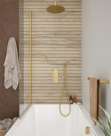 Alita Knurled Bath Set 3 Brushed Gold - Ceiling Mounted Fixed Head
