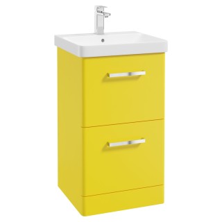 KORA  50cm Floor Standing 2 Drawer Vanity Unit Sun-Kissed Yellow Matt-Chrome Handle