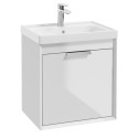 FJORD Gloss White 50cm Wall Hung Vanity Unit-Brushed Chrome Handle