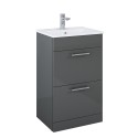 BELMONT SQUARE Two Drawer Floor Standing Unit Gloss Grey 50cm