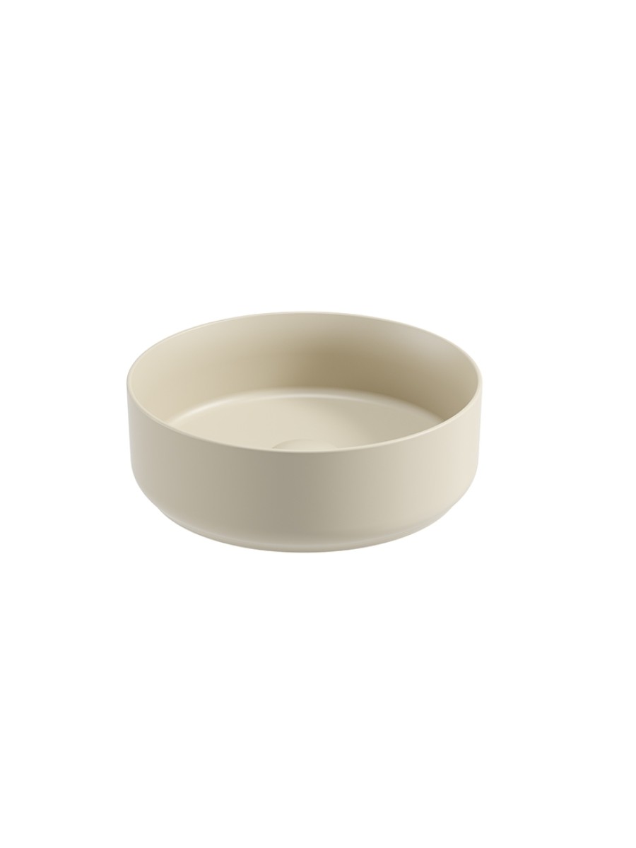 AVANTI Round 36cm Vessel Basin with Ceramic Click Clack Waste - Ivory