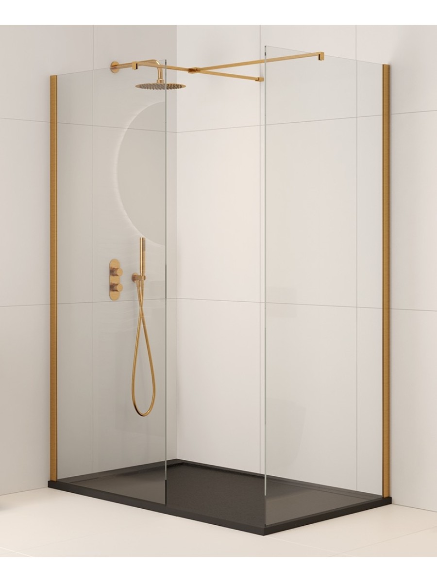 ASPECT 700mm Wetroom Panel - Brushed Gold