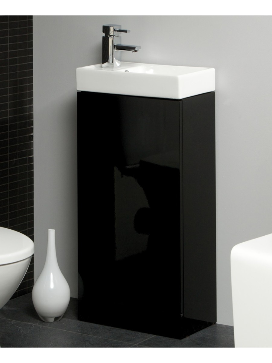 Basle 40cm Black Floor Standing Unit, Small Black Vanity Sink