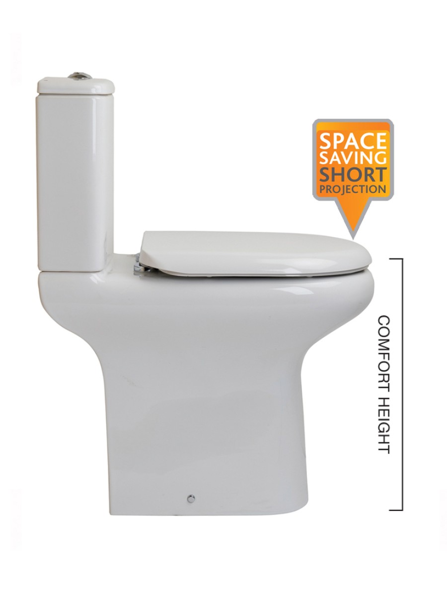 Compact Close Coupled Toilet & Soft Close Seat - Comfort Height