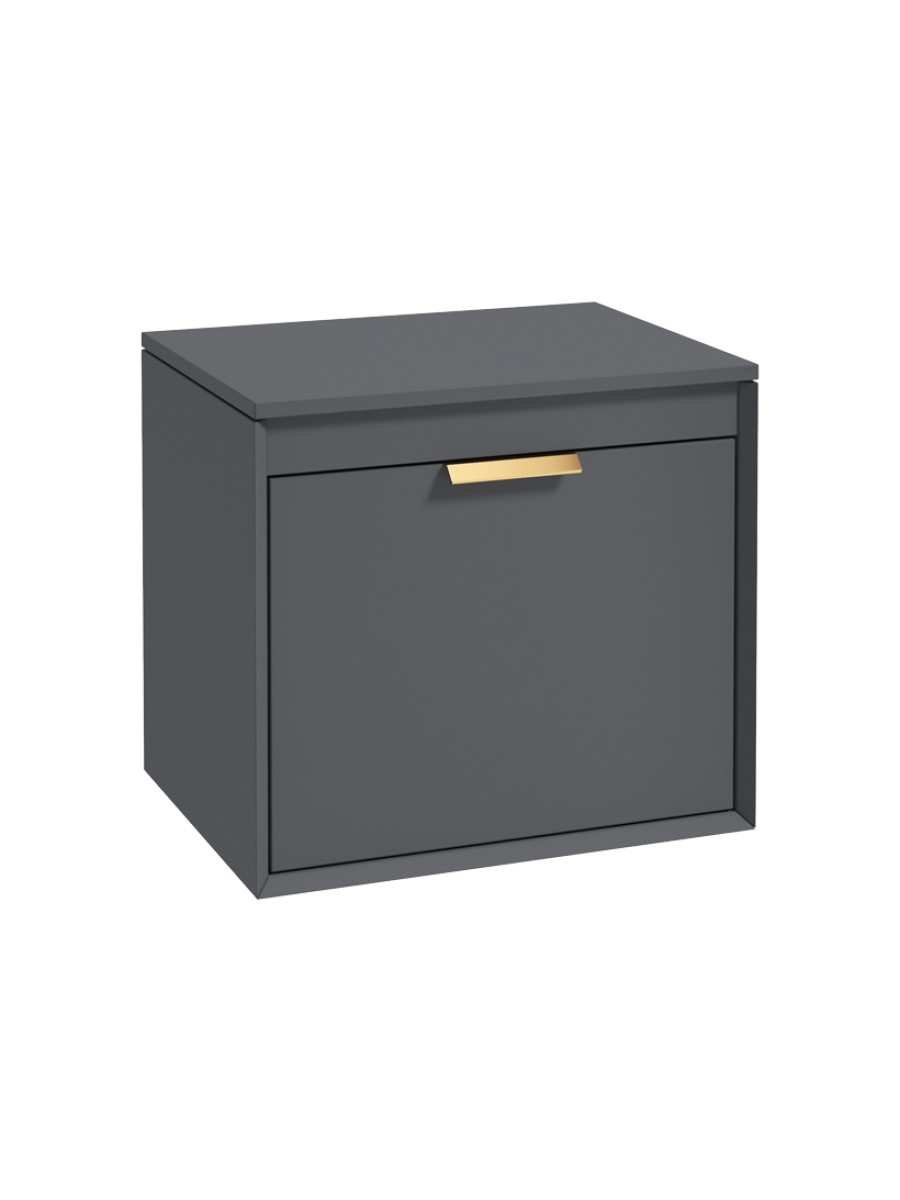 FJORD 60cm Unit with Counter Top Gold Handle Matt Midnight Grey