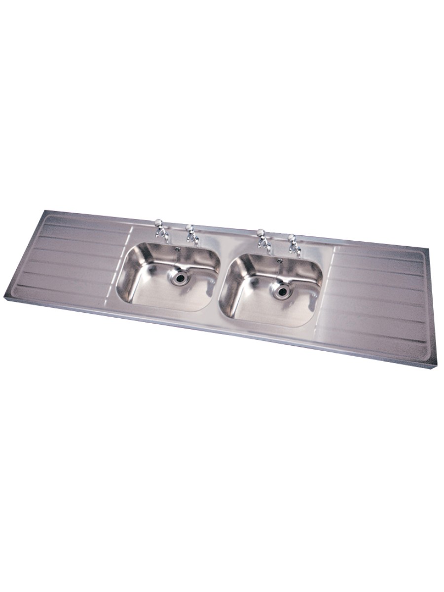 JERSEY HTM64 Sit-on Sink 2400x600mm Double Bowl Double Drainer  