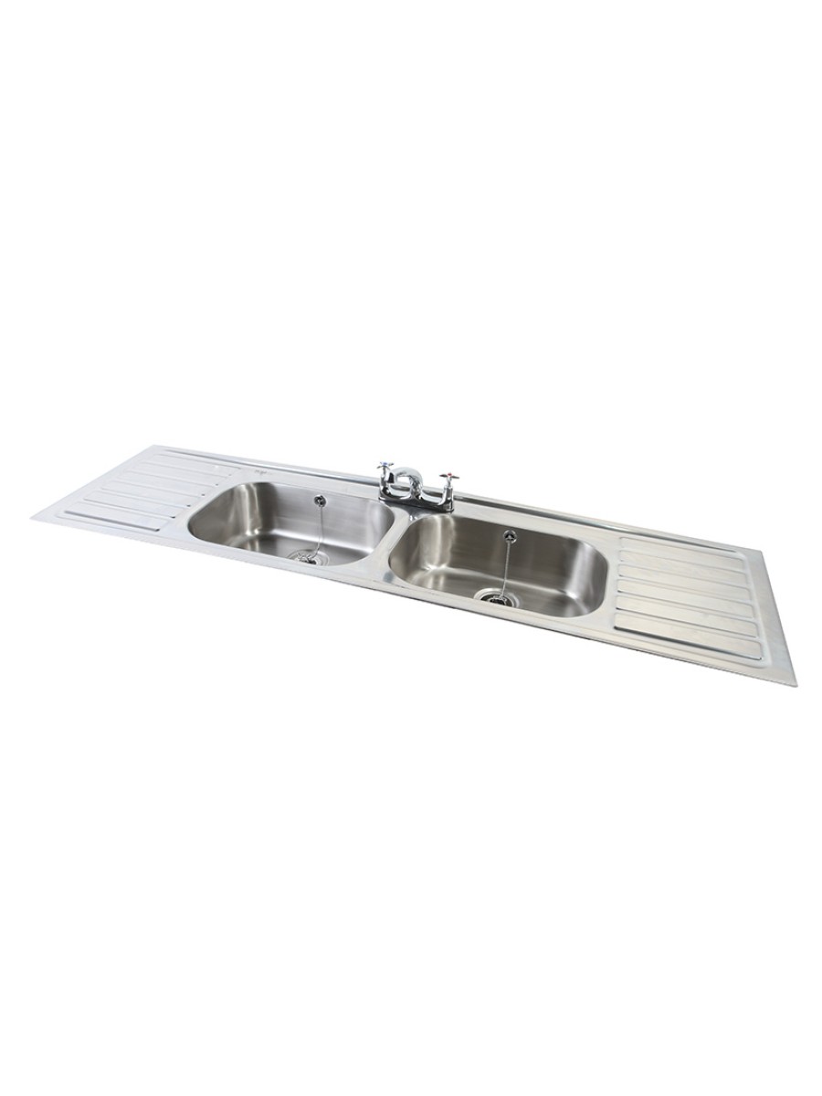 IBIZA HTM64 Inset Hospital Sink 1828x500mm Double Bowl Double Drainer  