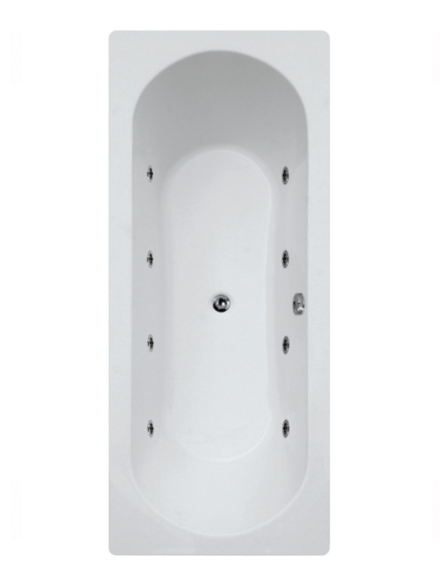 CLOVER 1800x800mm Double Ended 8 White Jet Whirlpool Bath